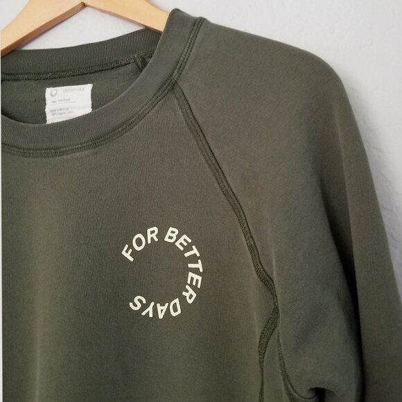 For Days Even Better Sweatshirt Crewneck 100% Organic Cotton Olive Green Size S - Picture 7 of 13